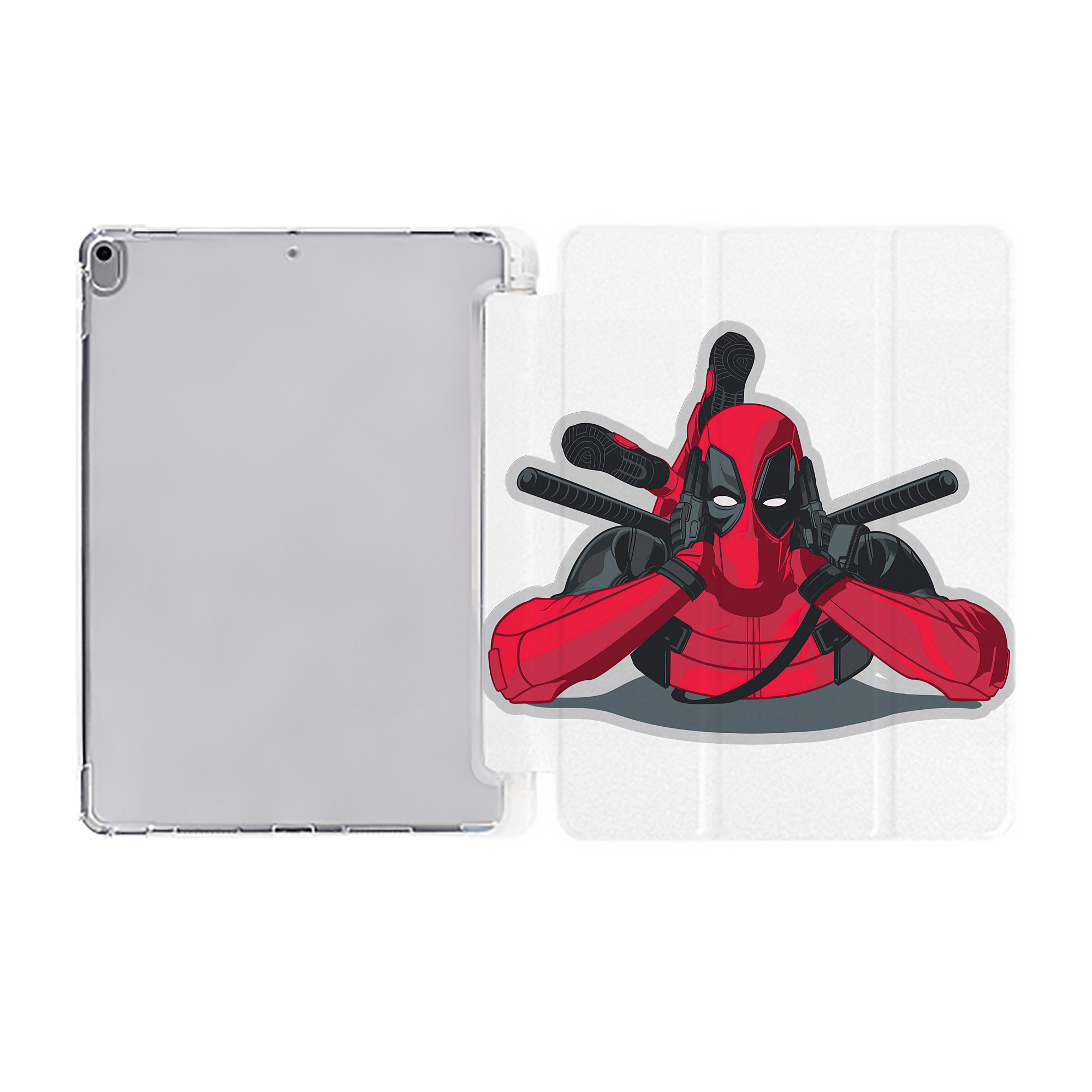 （画像用） Deadpool デッドプール IPad ケース ペン収納付き 三つ折りスタンド PUレザー×シリコン 対応機種9.5/10.5/10.9インチ